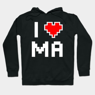 I Love MA - Pixel heart for Massachussetts gamer Hoodie